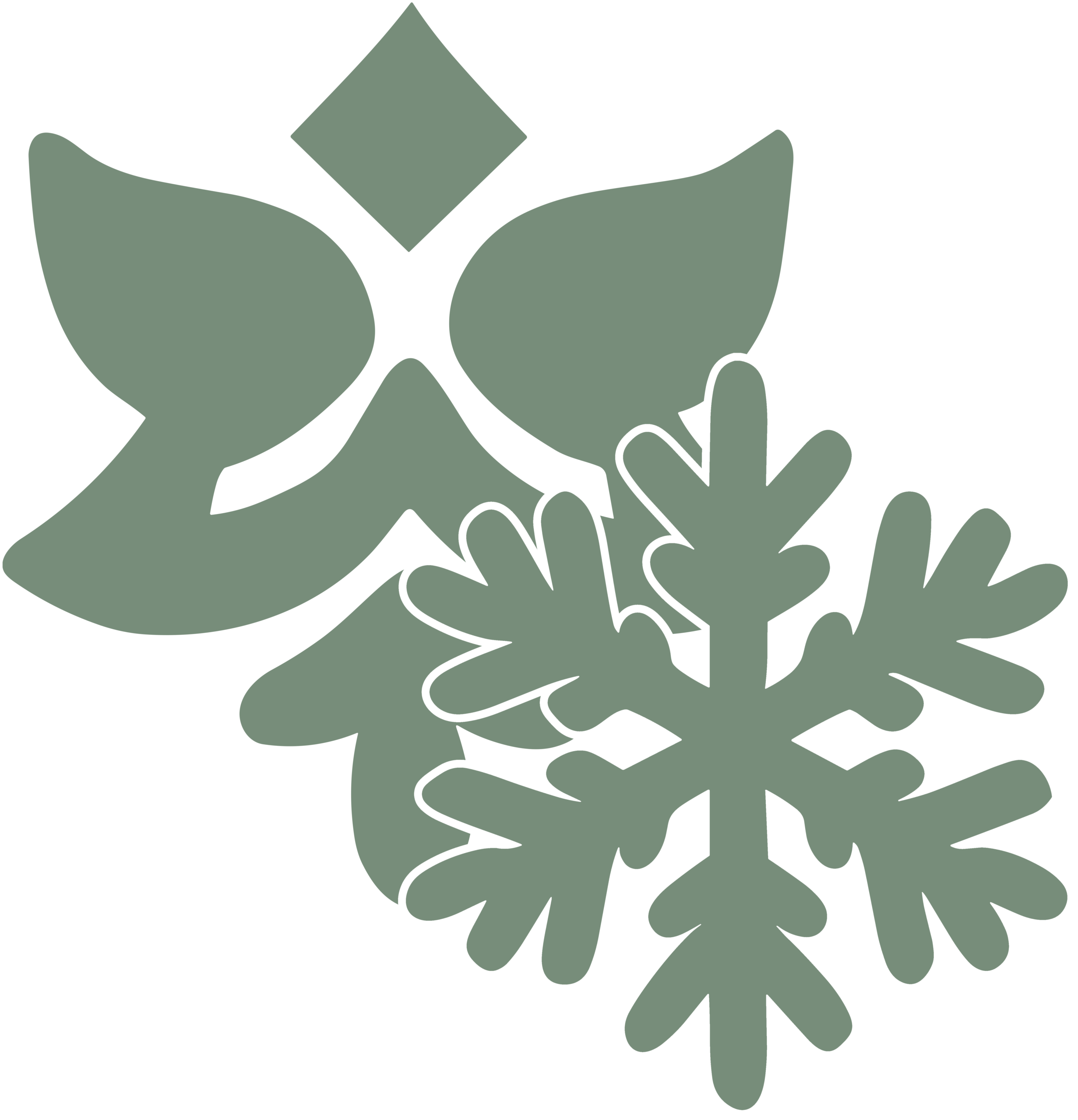 Blush Gardens & Snow by Mapleshore emblem featuring a stylized flower with an overlapping snowflake, symbolizing year-round landscaping and snow removal services.